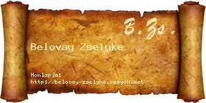 Belovay Zselyke névjegykártya